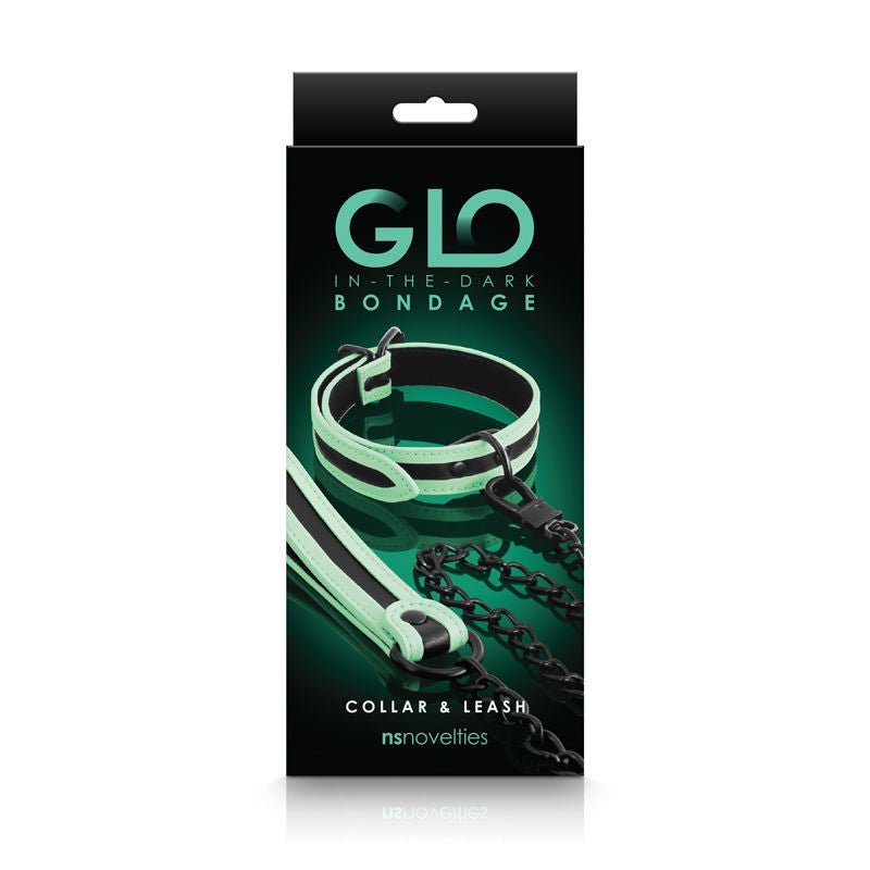 Glo bondage - glow in the dark collar and leash -  box front view | Flirtybay.com.au